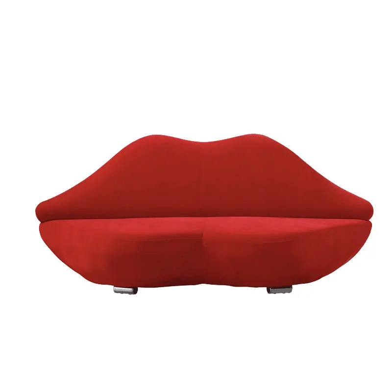 

Modern simple leisure creative personalized sofa living room three double small apartment red lip fabric sofa
