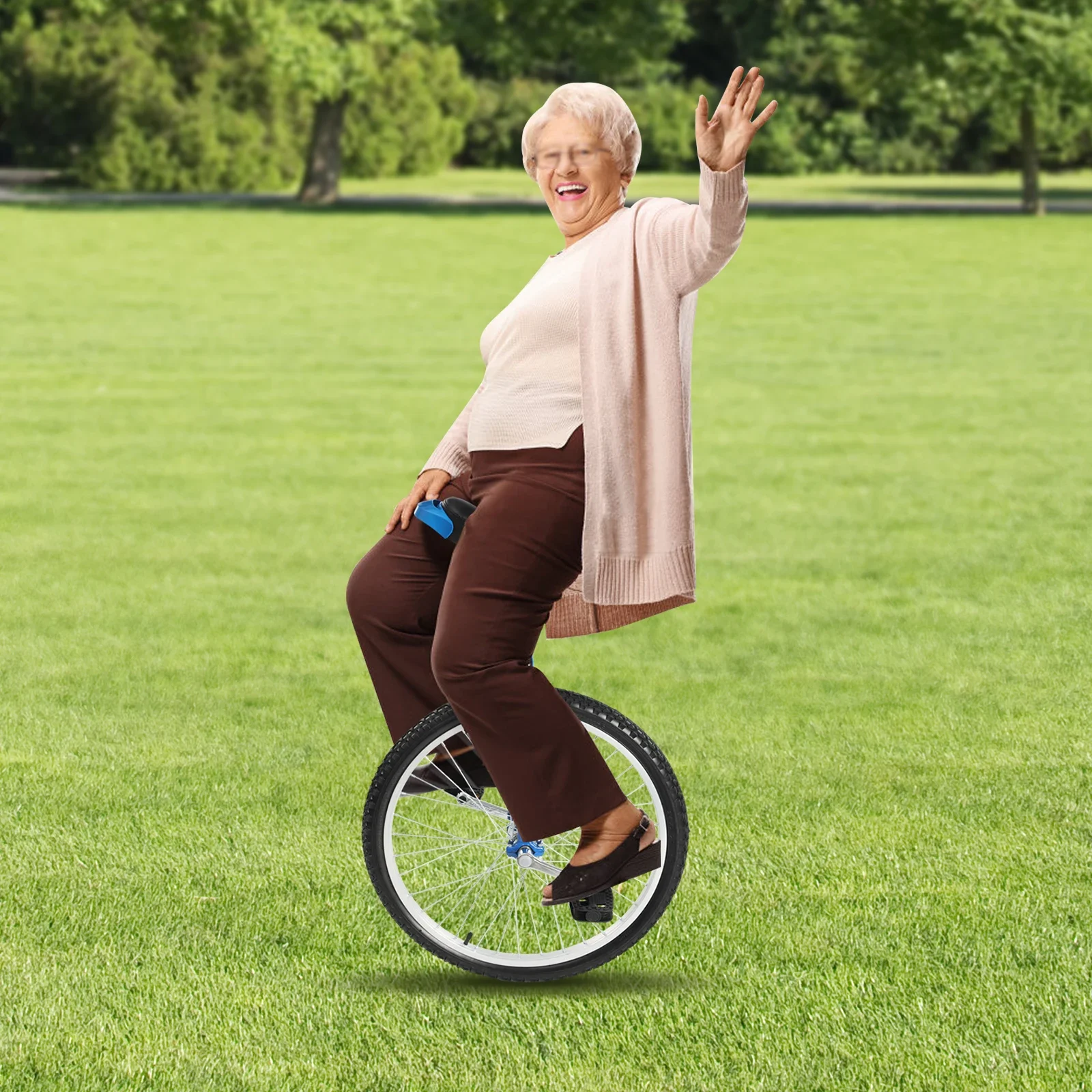 

24In Outdoor Unicycle w/ Non-Slip Pedals and Adjustable Seat - One Wheel Bike for Teens & Adults - Stable Balance Training Wheel