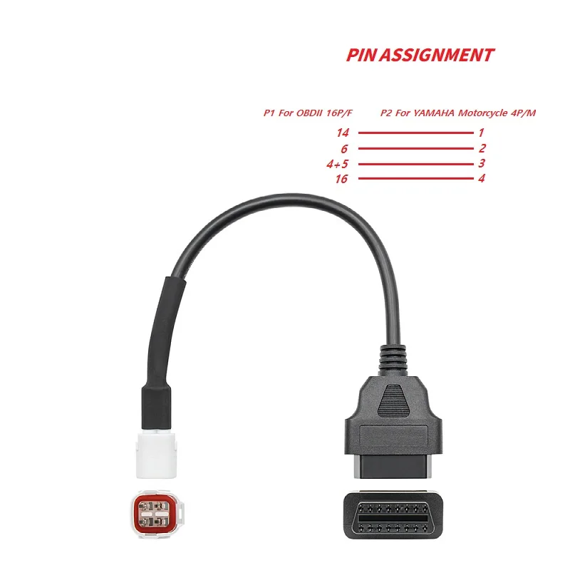 Motorcycle Diagnostic Connector Cable for Yamaha 4pin to OBD2 OBDII Adapter compatible with Yamaha MT10 MT09 FZ10