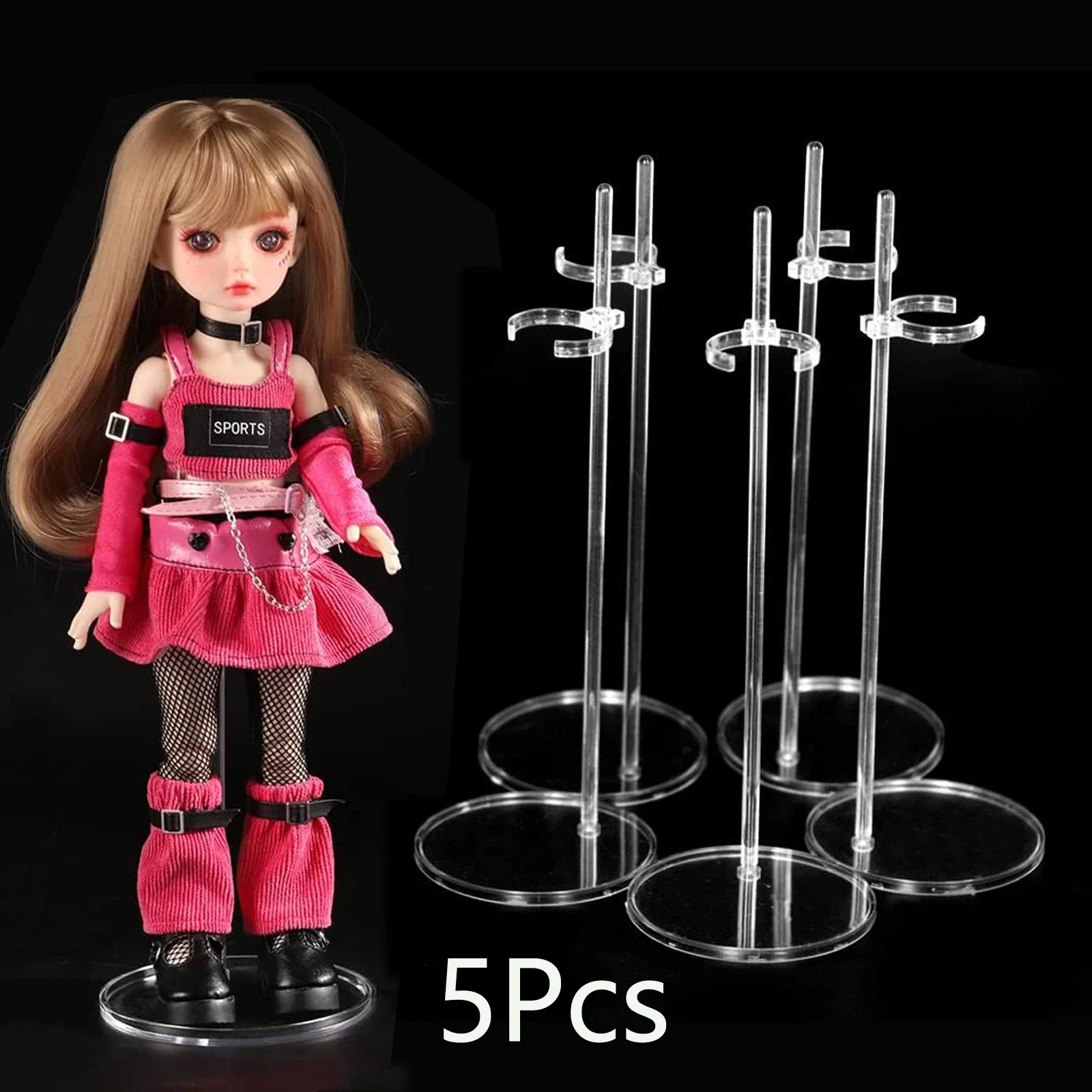 5Pcs Doll Stands Display Holder Action Figure Stands with Adjustable Waist Wire for 11