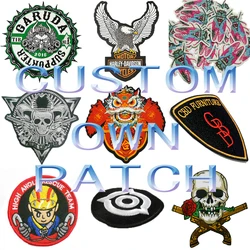 Custom Your Own Design Patches Embroidery Iron on Brand Name Military Woven Printed Badges Hook and Loop  Patch for Clothing
