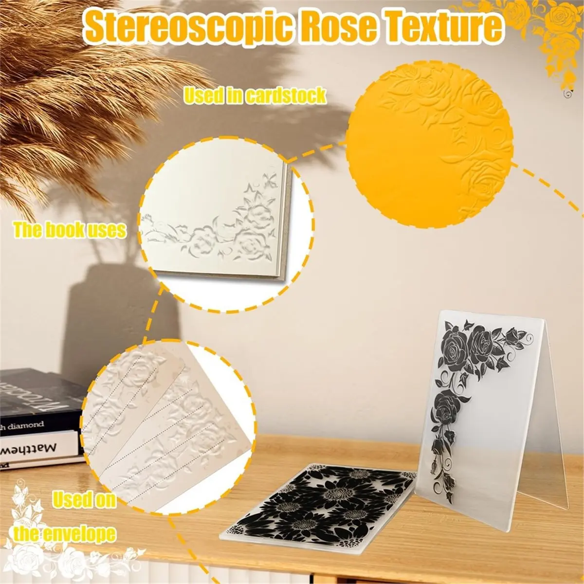 3D Embossing Folders for Card Making, Sunflower Embossing Folder and Rose Embossing Folder. Suitable for Card and Photo