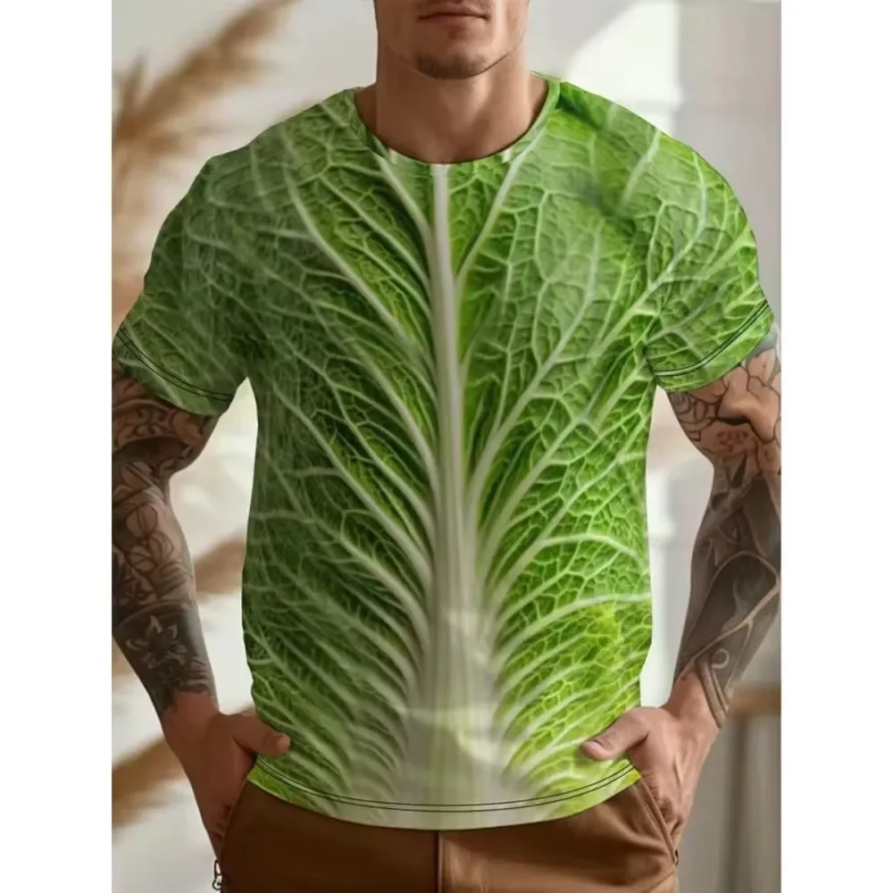 3D Printed Men Women Sports Quick Dry Breathable T Shirt Funny Cabbage Lettuce Vegetable Pattern Short Sleeve Harajuku Y2K Cloth