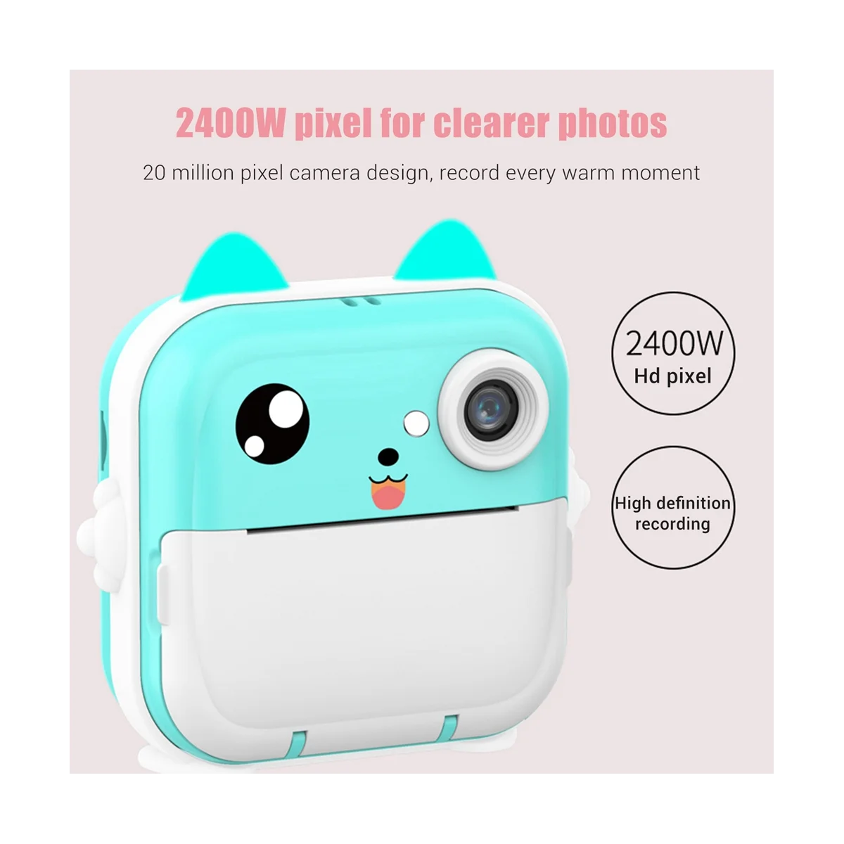 32G Memory Children Mini Camera HD Digital Photography Camera Instant Print Camera for Girl Christmas Gift Blue