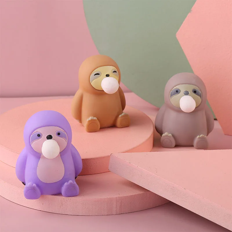 Animal Cute Anti-Stress Ball Decompression Cute sloth blowing bubbles Toys Abraact Soft Sticky Squishi Stress Relief Toys Gift