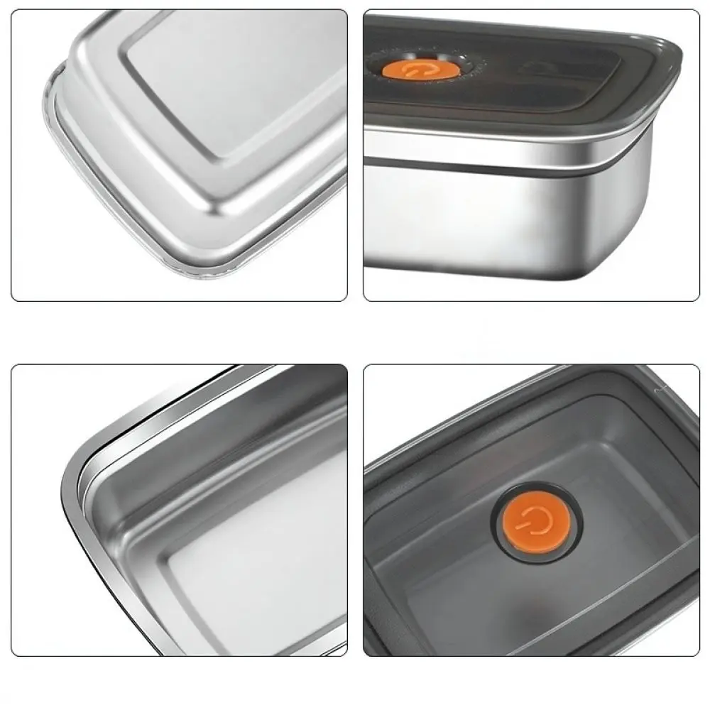 Metal Food Storage Box Stainless Steel Tray With Cover Modern Kitchen Organizer For Refrigerator Pantry Organization