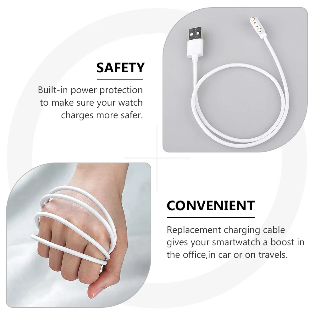 

2pcs 2Pin Magnetic Charging Cable For Smart Watch Universal Usb Cord Fast Safe Charging Built-In Protection