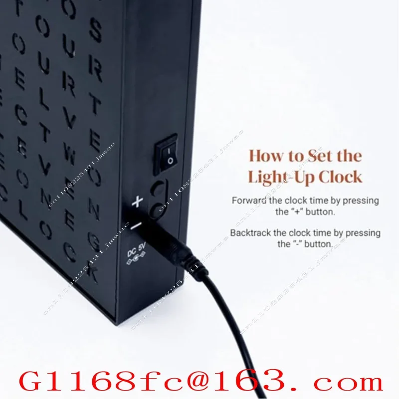 LED Alphabet Desk Clock Reading Time Timer Ambient Light Modern Decor for Home Office Study