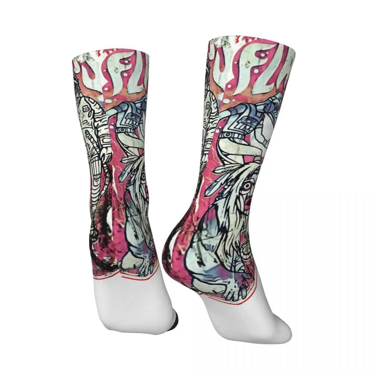 Funny Happy Men's compression Socks Noise Rock Retro Harajuku The Flaming Lips Hip Hop Novelty Seamless Crew Crazy Sock