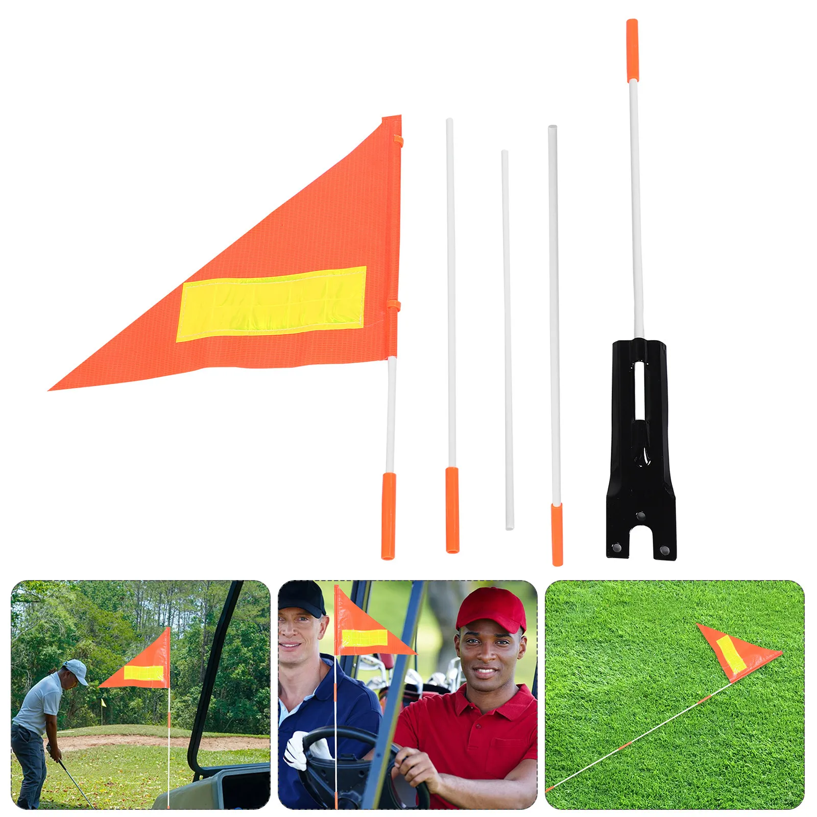bandeira-de-seguranca-laranja-de-alta-visibilidade-com-faixa-refletiva-a-prova-d'Agua-para-bicicleta-carrinho-de-golfe-com-suporte-de-montagem-para-scooter
