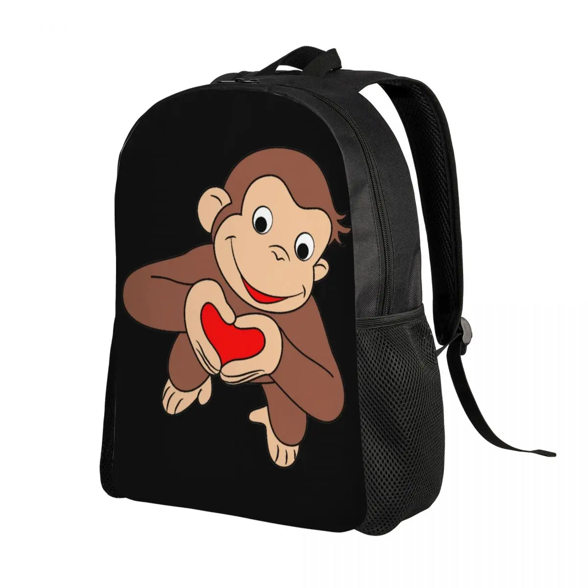 Curious George Is All Heart Backpacks for Women Men School College Students Bookbag Fits 15 Inch Laptop Monkey TV Series Bags