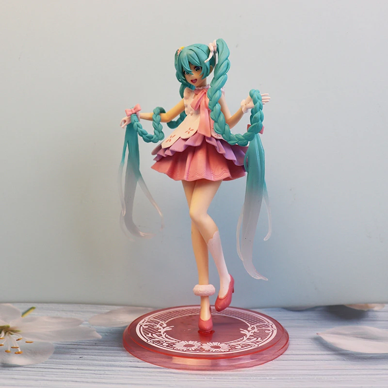 Cherry Blossoms Hatsune Miku Figure Anime Hatsune Miku Model Cartoon Child Toy Cute Girl Doll Desktop Ornaments Gift Bagged