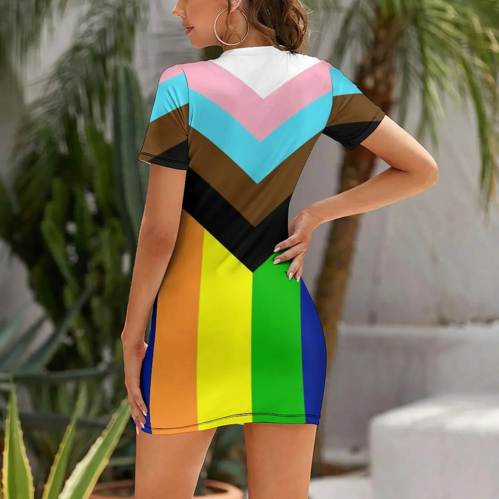 Customization Progressive Rainbow Flag Pride Short-Sleeved Dress dress for women dresses for women women long dresses Dress