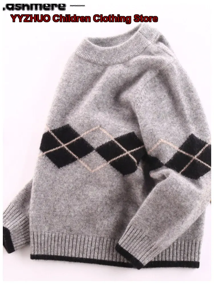 Baby Boy Turtleneck Sweater Kids Autumn Winter Pure Cashmere Knit Top Solid Color Simple Trendy
