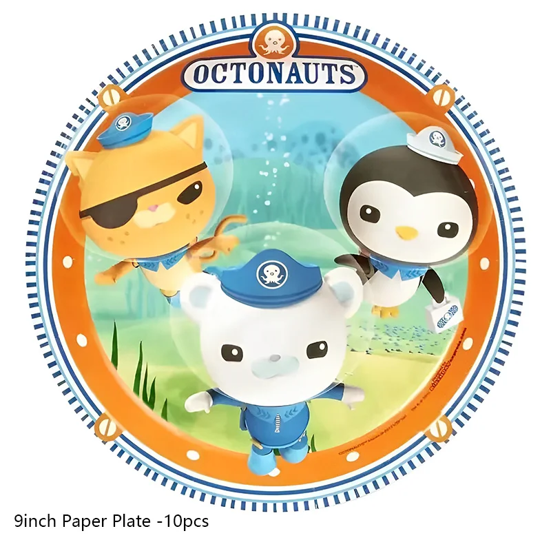 Octonauts 테마 칼 붙이 어린이 파티 장식 생일 파티 아기 목욕 컵 플레이트 나선형 냅킨 파티 용품 저녁 식사 세트