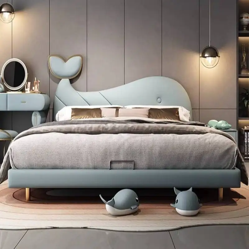 Decoração de luxo crianças camas normal barato simples único personalizado crianças camas design madeira moderno iluminado pour enfants móveis casa