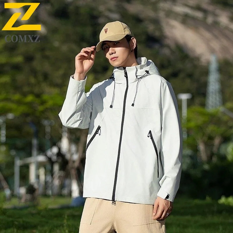 

COMXZ Мужская куртка премиум-класса с капюшоном для приключений на открытом воздухе, устойчивое к царапинам пальто, повседневная легкая мотоциклетная куртка в повседневном стиле