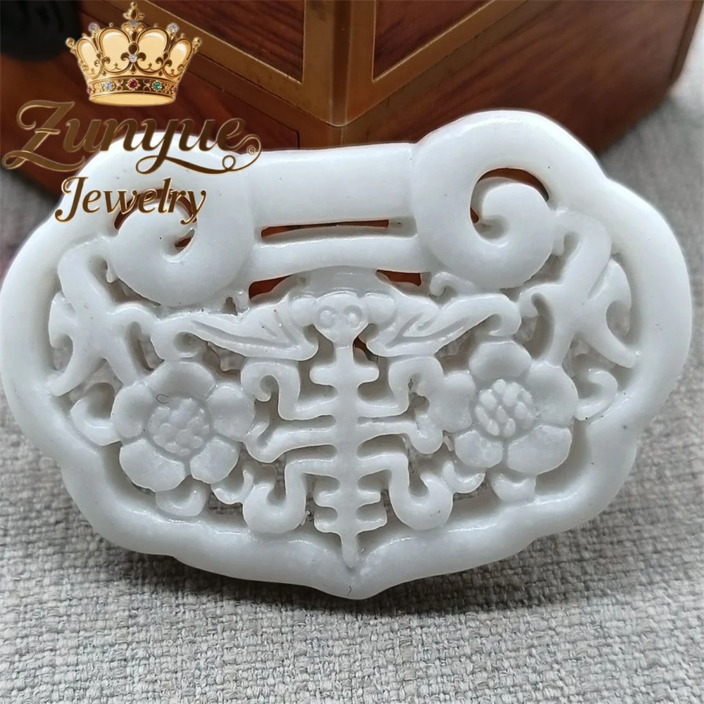 

Natural Jade Lock With Hollowed-out Longevity Lock Pendant Fashion Jewelry Best Selling Handicraft Exquisite Elegant Popular
