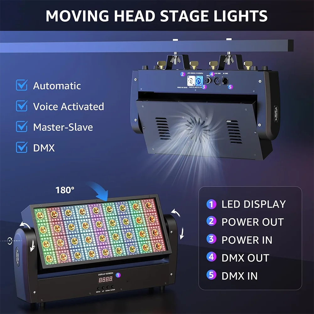 Led rgb 3in1 feixe de luzes estroboscópicas controlador dmx movendo a cabeça super brilhante dj discoteca barra lavagem estroboscópica efeitos iluminação palco