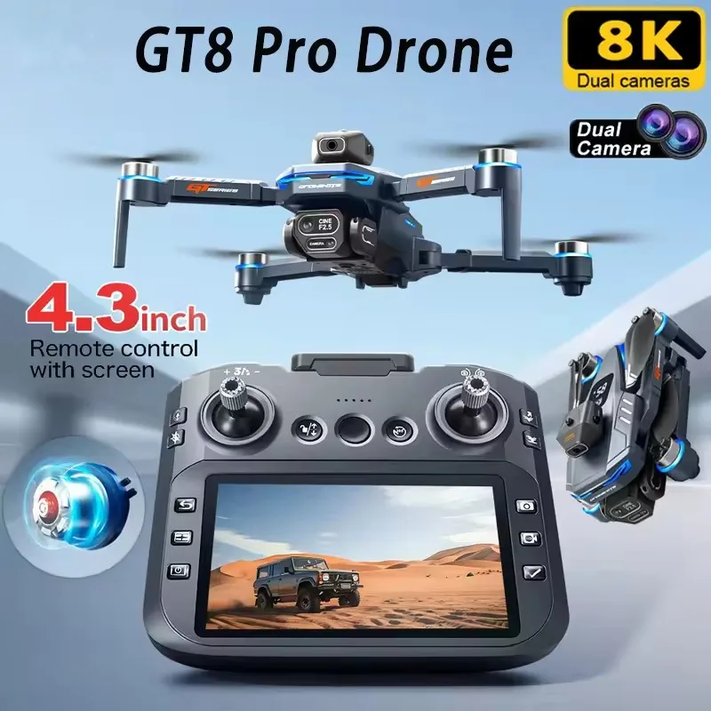 GT8 Drone 6K /8K HD Camera Obstacle Avoidance Aerial Photography Brushless Drone with Screen Foldable RC Drone four-axis Drone
