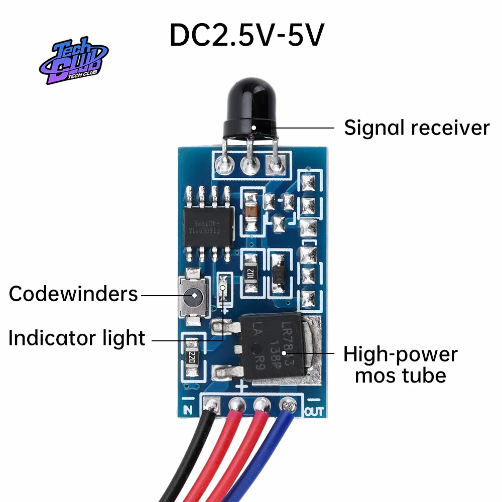 DC2.5V-5V DC5V-24V 30W 3A Infrared IR Wireless Remote Control Switch Module Kits Transmitting Receiver Power Supply