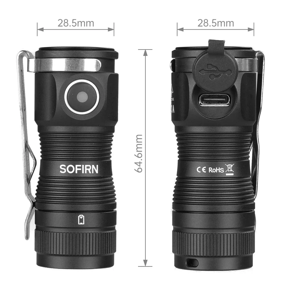 Sofirn SC13A أسود 1300lm Anduril 2.0 Mini 5000K EDC 18350 مصباح يدوي 519A LED سلسلة مفاتيح شعلة الطوارئ