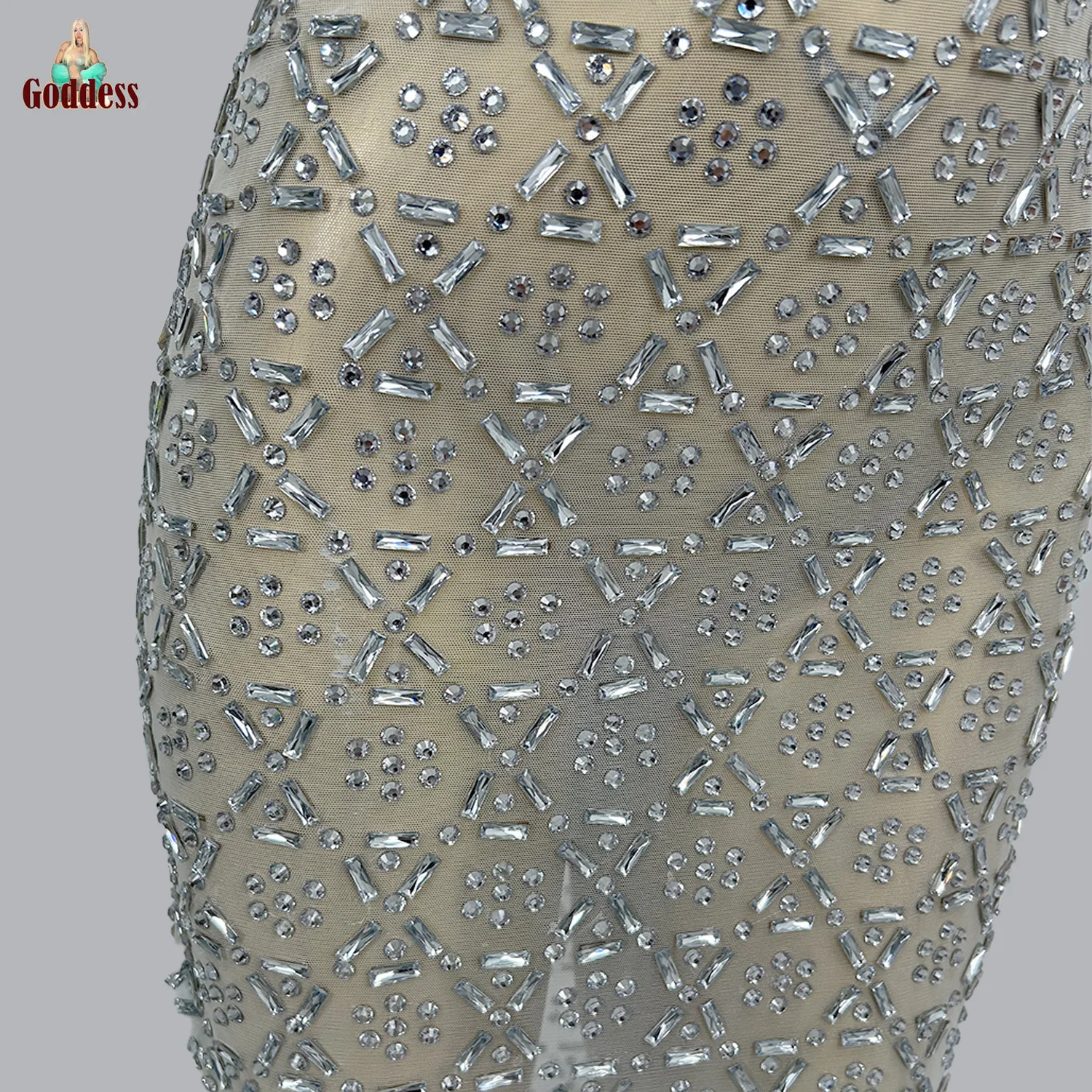 Robe longue élégante avec strass scintillants pour femmes, tenue de soirée de luxe, pour fête d'anniversaire, bal de mariage, Sexy, en maille transparente