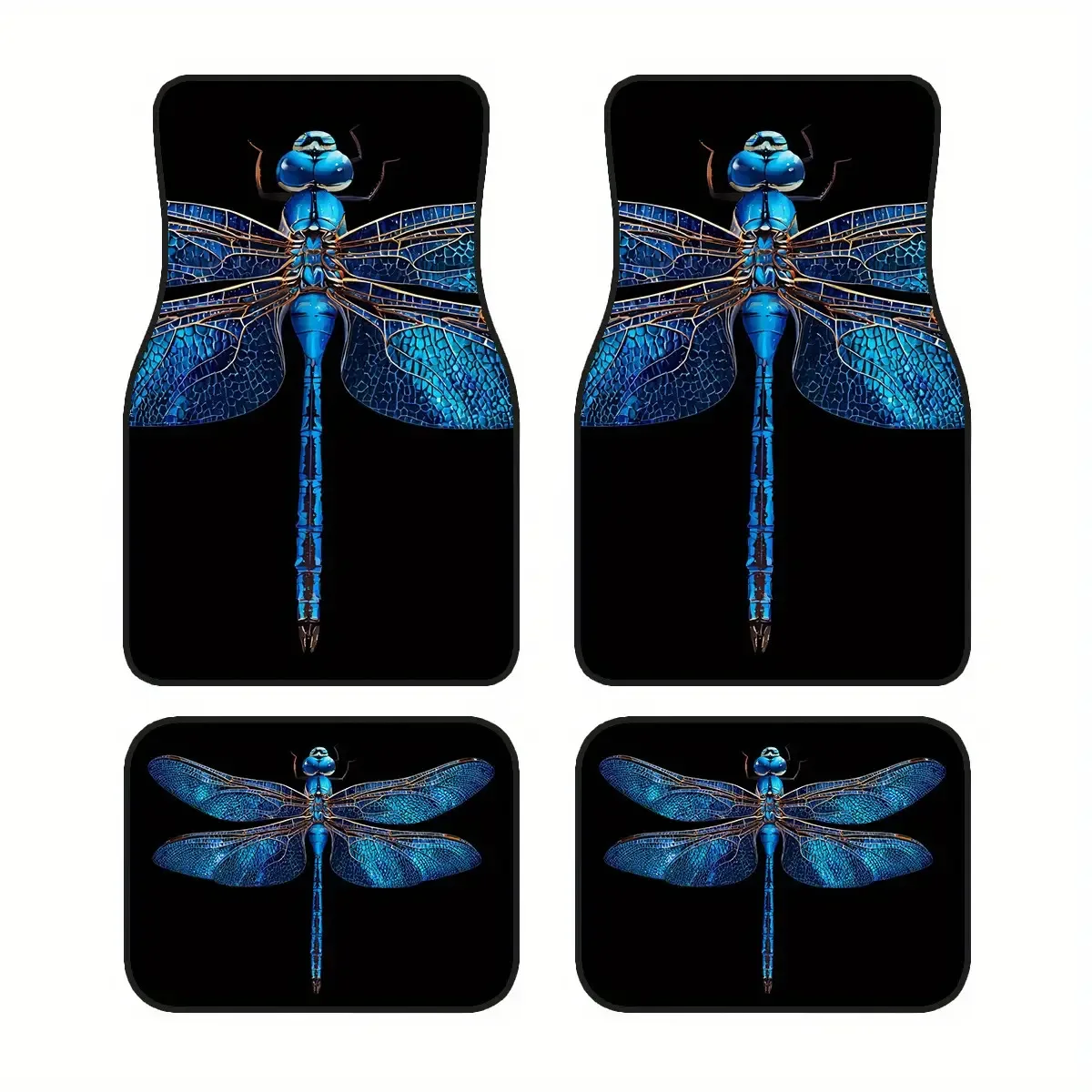 4pcs, Material Car FLOOR Mats, Blue Dragonfly Pattern, Suitable For Sedan And SUV Models, Interior Decoration, Protects The Bott