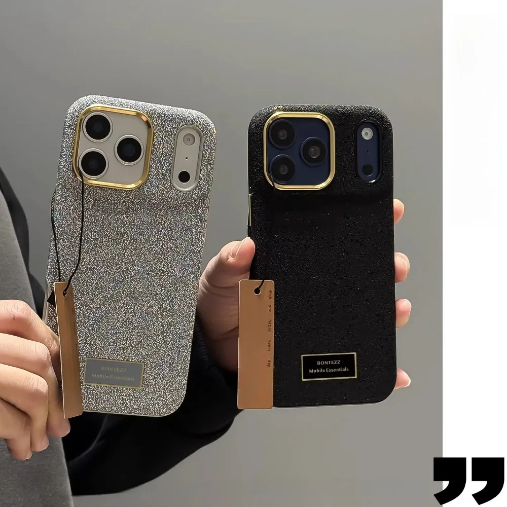

For iPhone 17 Pro Max Case Black Starry Glitter Metal Frame Shockproof Compatible with iPhone 16