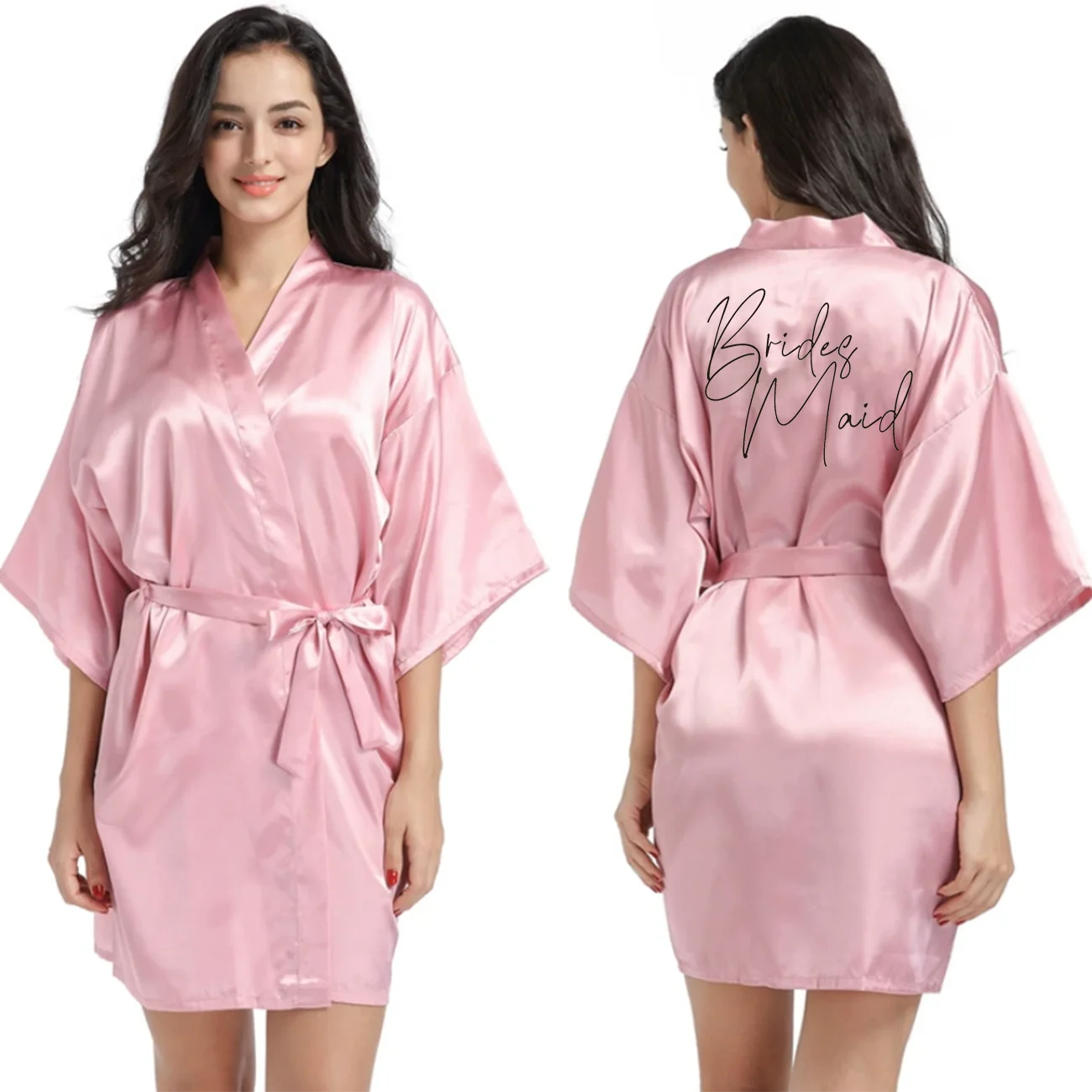 Wedding Bride Bridesmaid Robes for Women Bridal Party Gifts Team Dress Gown Silk Satin Sleepwear Kimono Printing Letter