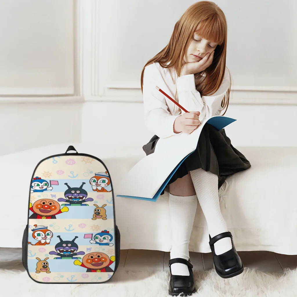 New Fashionable  Cute Anpanman Cartoon Backpack Bag Large Capacity Trendy Book Bag Multi-pockets Adjustable 17inch