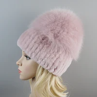 Russia New Style Women Real Genuine Fox Fur Beanies Hat Girls Natural Real Rex Rabbit Fur Skullies Cap Knit Winter Real Fur Hats - Image 3