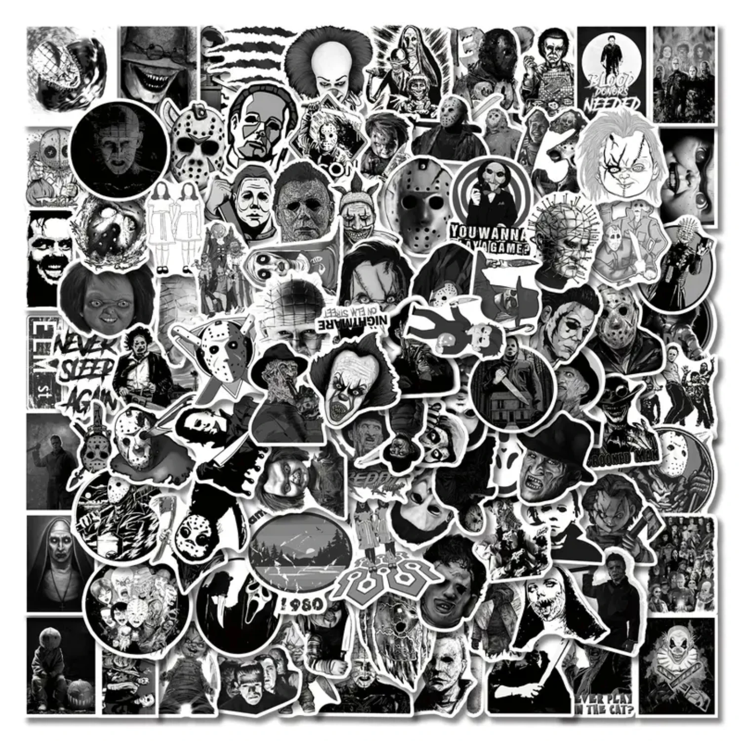 

Creepy 100 PCS Horror Stickers Pack: Vinyl Terror Stickers, Horrifying Theme Stickers for Water Bottle, Laptop, Helmet - Scary G