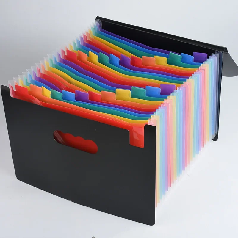 

Portable A4 File Folder 13 24 Pockets Multilayer Rainbow Solid Extensible Organ Bag For White-collar Workers Teachers Women