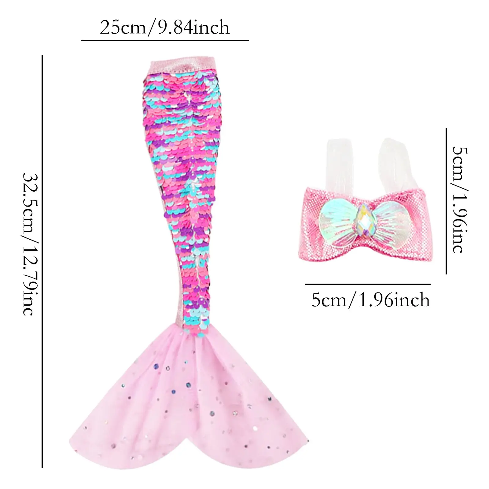 1Set Mermaid Tail Dresses Doll Swimsuits Bikini Clothes Necklace Mermaid Doll Rainbow Swimwear Beach Costume for Dolls Accessory