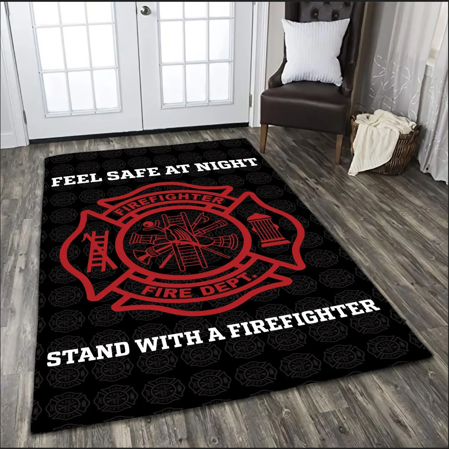 Feeling Safe With Firefighter Premium Rug 3D Printed Area Rug Non-slip Mat Dining Room Living Room Soft Bedroom Carpet