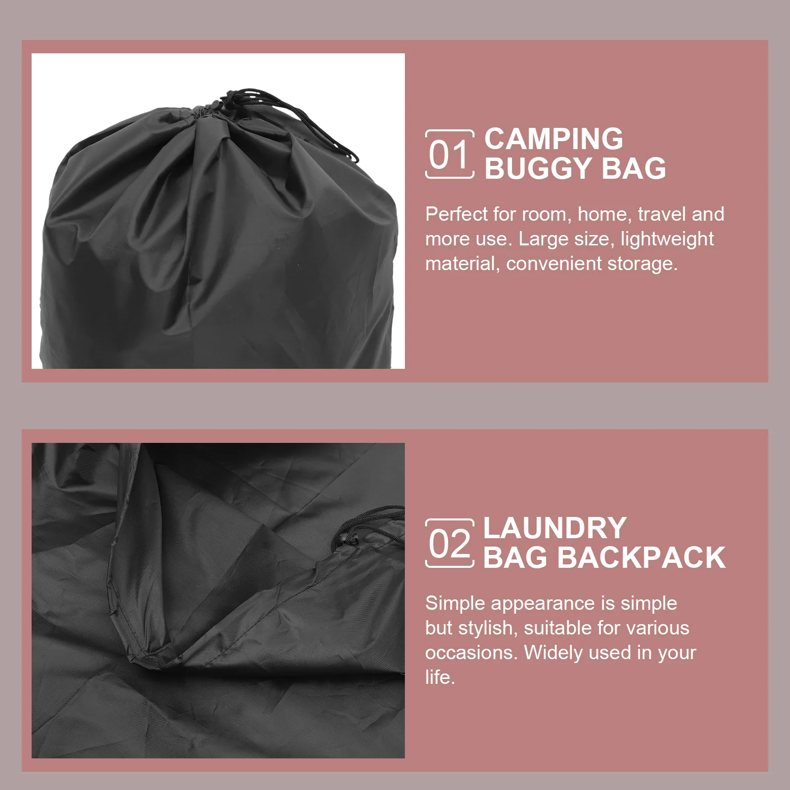 Mochila resistente saco de lavanderia acampamento viagem grande armazenamento de roupas (preto) mochilas sacos de cordão lavagem de poliéster