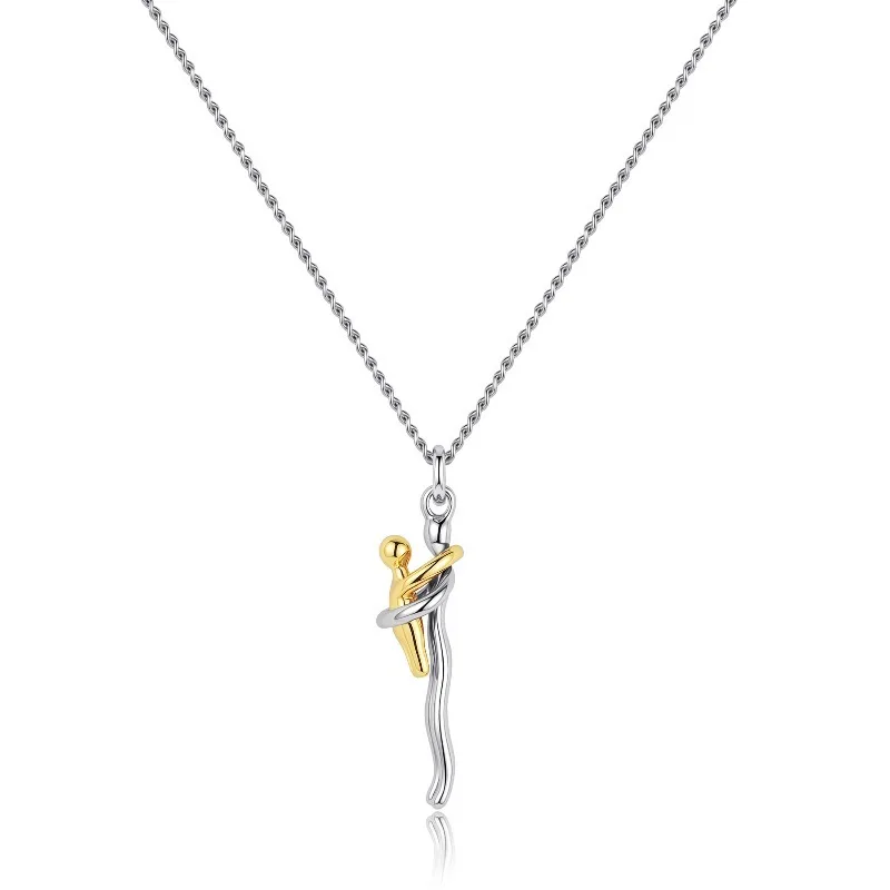 Two-Tones Hug Pendant Necklace Creative Design Warm Family Detachable Mother and Child DIY Love Jewelry for Special Occasions