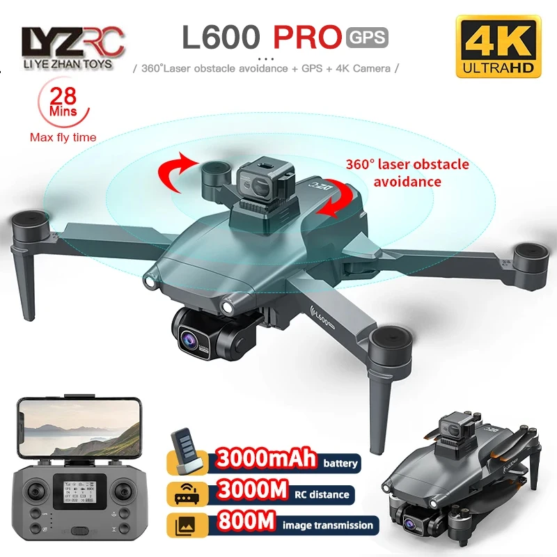 L600 PRO RC Drone 4K HD Dual Camera 360° Obstacle Avoidance Brushless 5G WIFI Quadcopter FPV GPS Dron VS L900 PRO SE Drones Toys