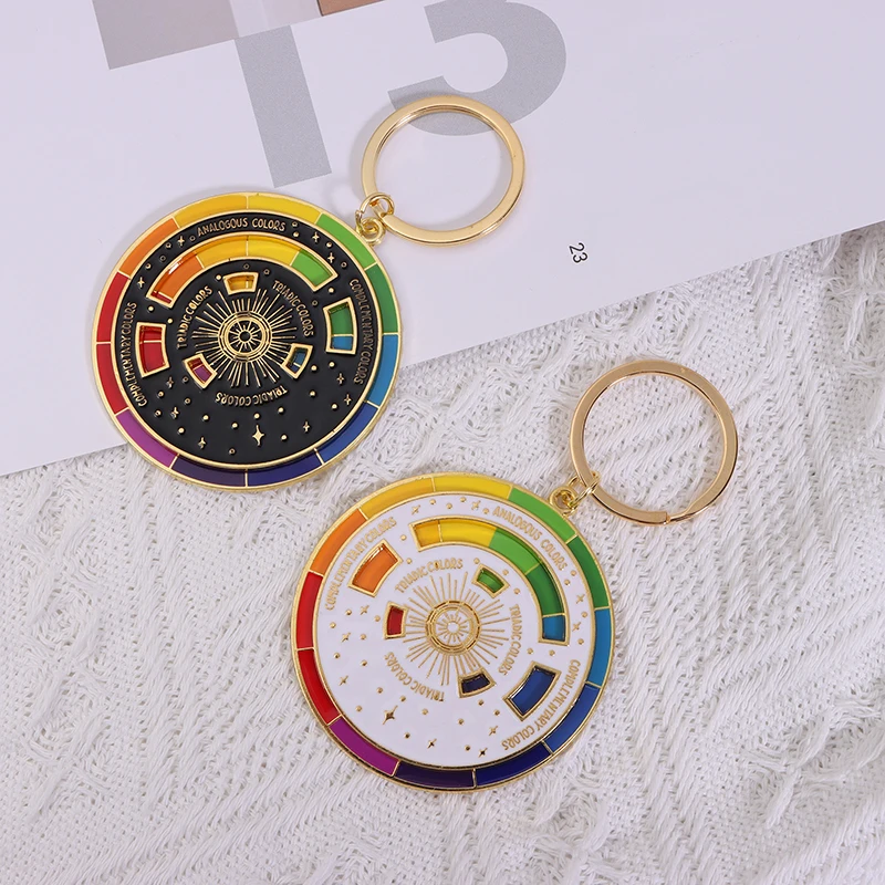 Color Wheel Keyring Interactive Turntable Alloy Keychain Creative Colorful Car Key Chain