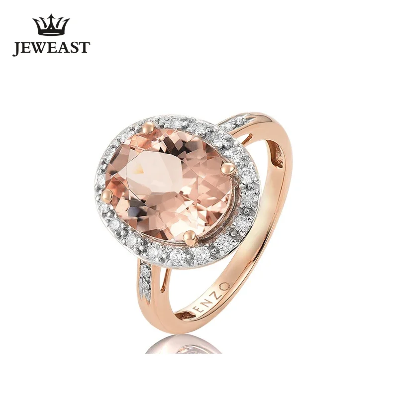 Natural Morgan Stone 18K Pure Gold 2025 New Hot Selling Top Ring Women Heart Shape Ring  For Ladies  Woman Genuine Jewelry