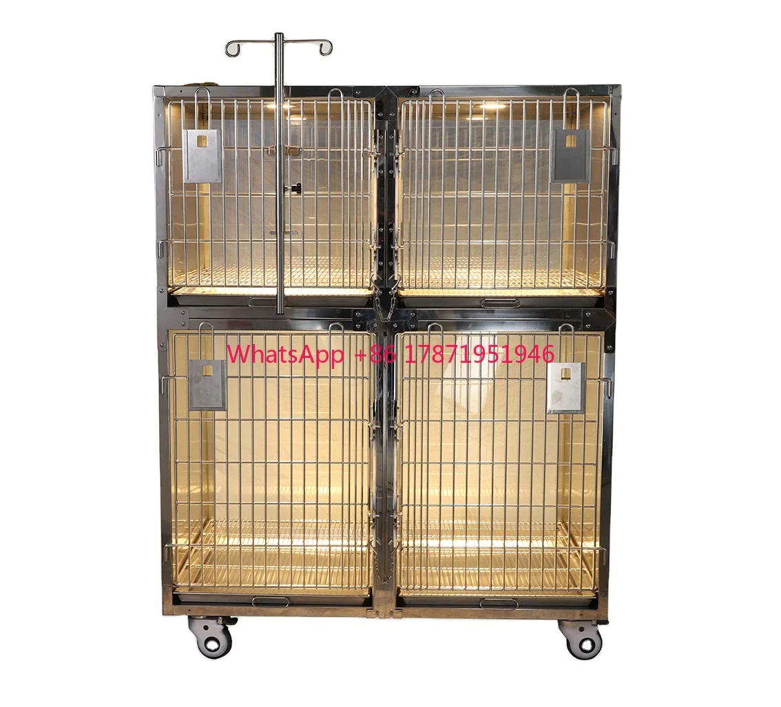 Portable 304 steel small animal 2 layer animal hospital veterinary cage