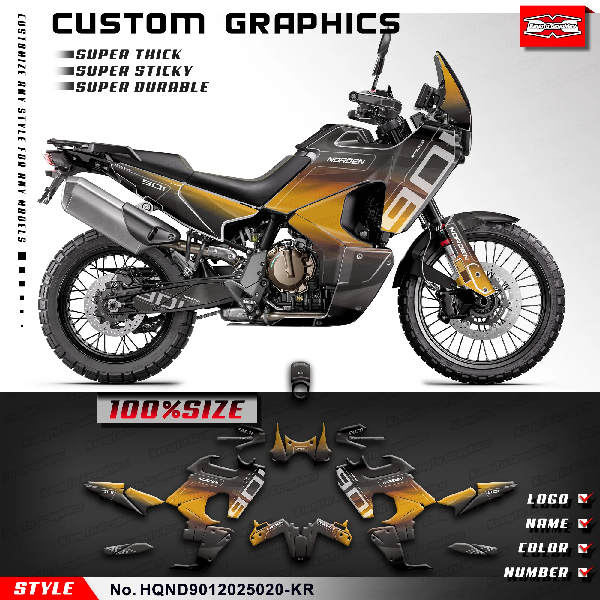 Набор наклеек KUNGFU GRAPHICS для HUSQVARNA NORDEN 901 (2020-2026) для оклейки и рестайлинга