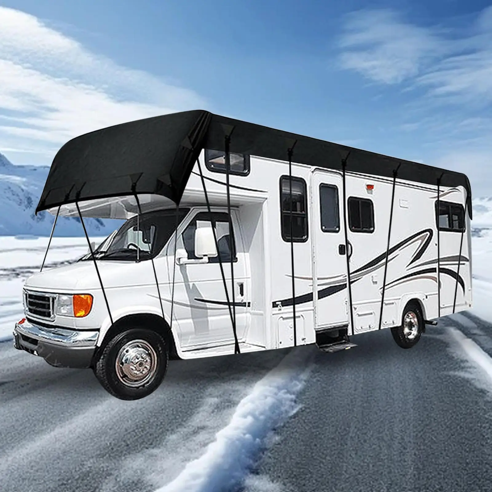 

Rvs Roof Cover Waterproof Snowproof Protector Waterproof Rvs Top Cover for Travel Trailer Caravan Motorhome Garden Yard Balcony