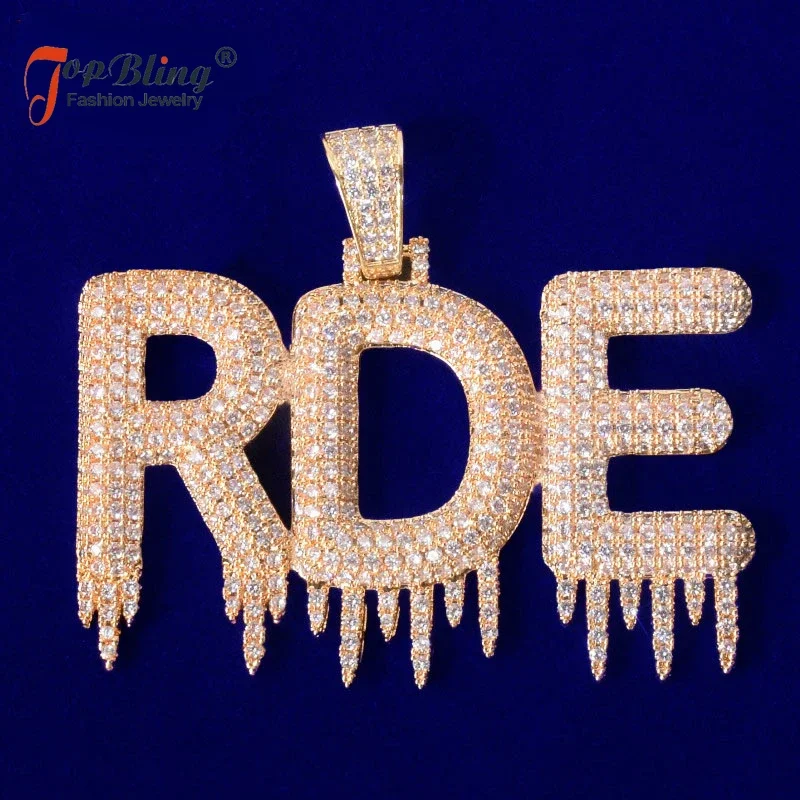 

TopBling Custom Name Necklace for Men Real Gold Plated Hip Hop Jewelry Charms Drippy Gift