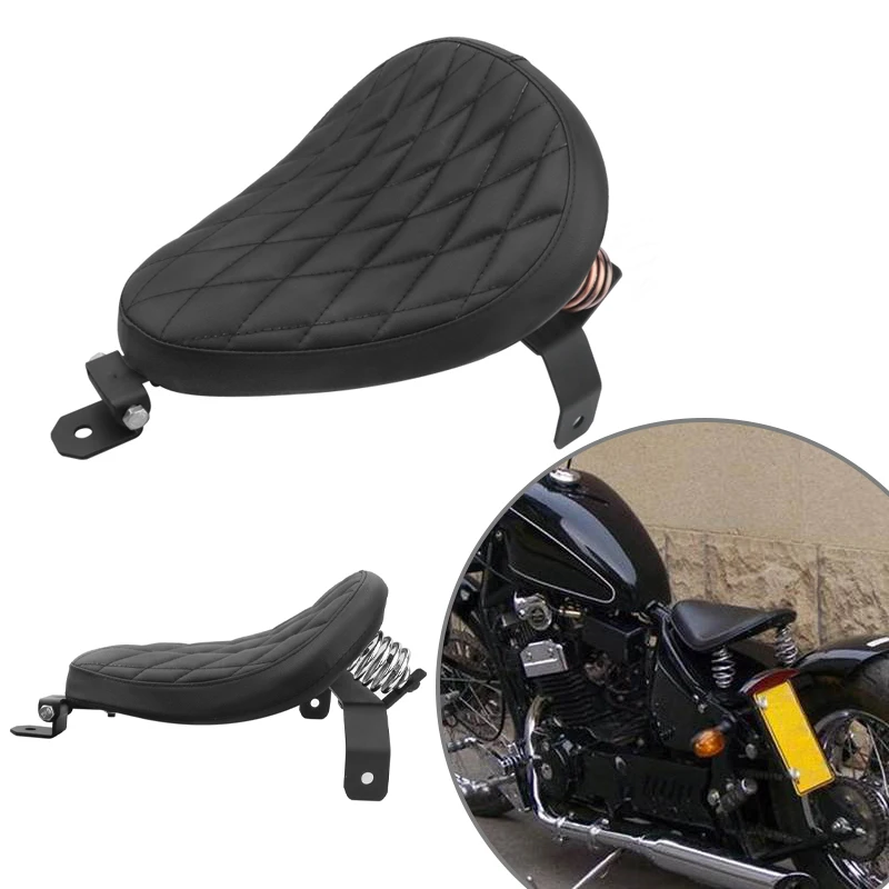 

Motorcycle Solo Seat Saddle Vintage Cushion 3" Spring Swivel Bracket Universal For Harley Sportster Bobber Motocross Parts