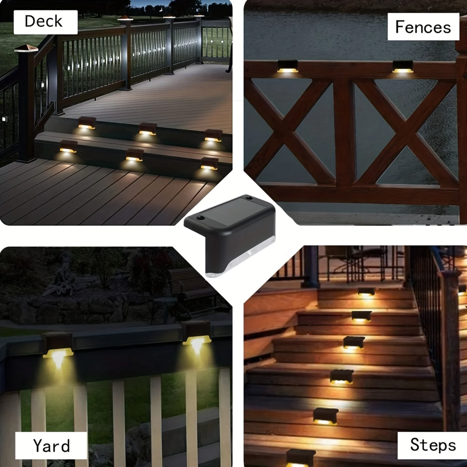 4/8 packs Warm Outdoor Solar Deck Lights Waterproof Solar LED Step Lamp Patio Garden Yard Pathway Decor Lighting