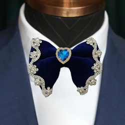 Luxury Velvet Rhinestones Bow Tie Men's High-End Business Dress Suit Shirt Accessories Handmade Jewelry Gifts Wedding Bow-tie