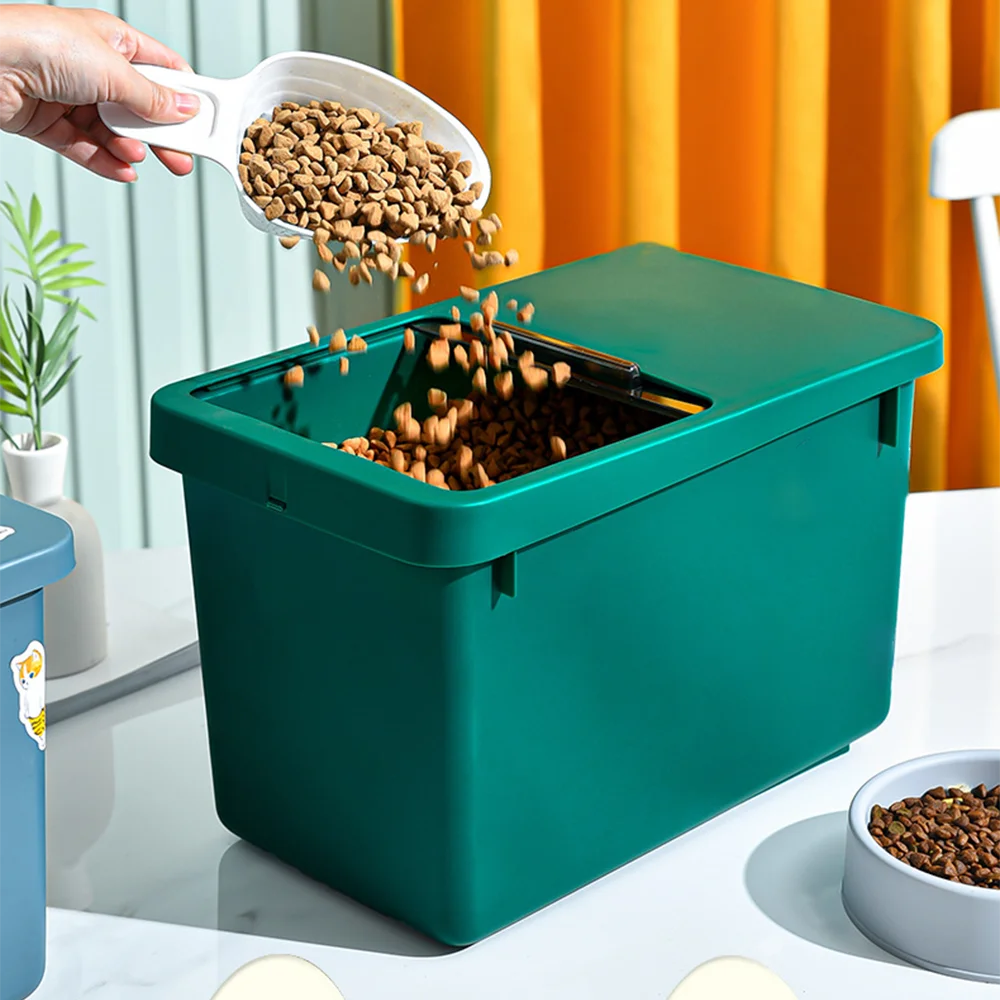 

Cat food dog storage barrel pet food storage barrel with lid sealed moisture-proof large capacity can be DIY creative stickers