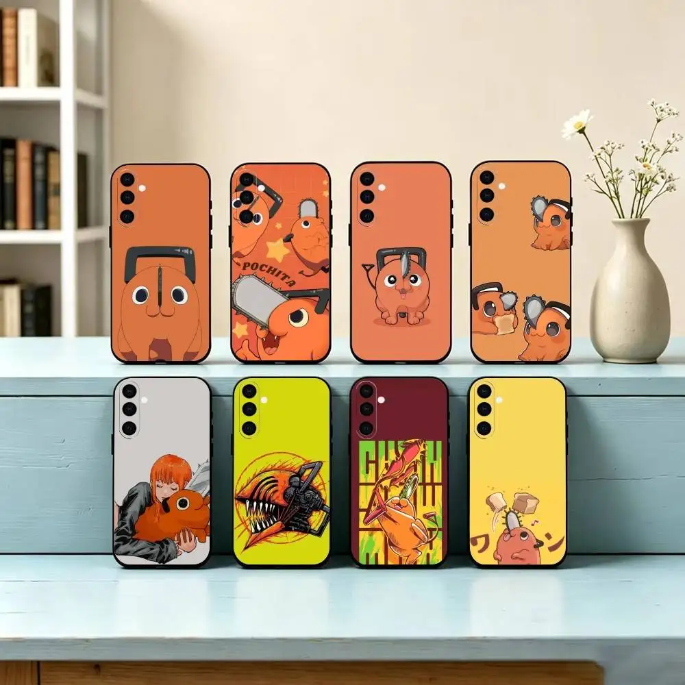 P-Pochita Chainsaw Man Phone Case For Samsung Galaxy A73,A72,A71,A70,A53,A52,A51,Others Soft Black Cover